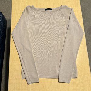 Long-Sleeved Women's Knit Sweater in Beige, Size S